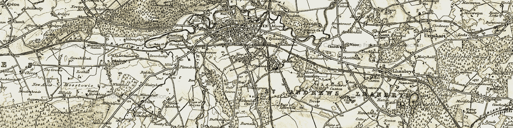 Old map of Burnside of Birnie in 1910-1911
