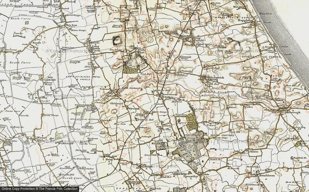 Old Map of Historic Map covering Langthorpe Hall in 1903-1908