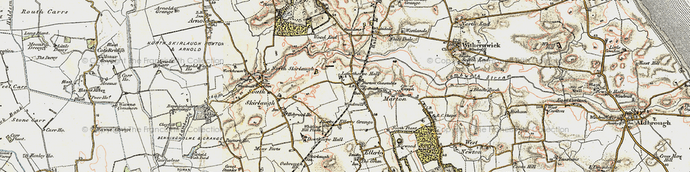 Old map of Langthorpe Hall in 1903-1908