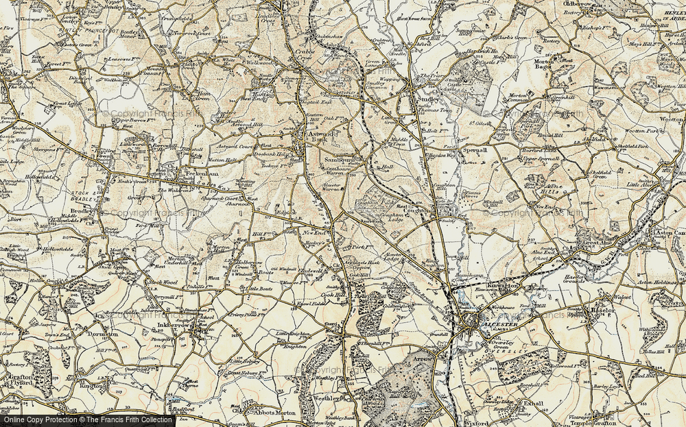 Old Map of Historic Map covering Asplands Husk Coppice in 1899-1902