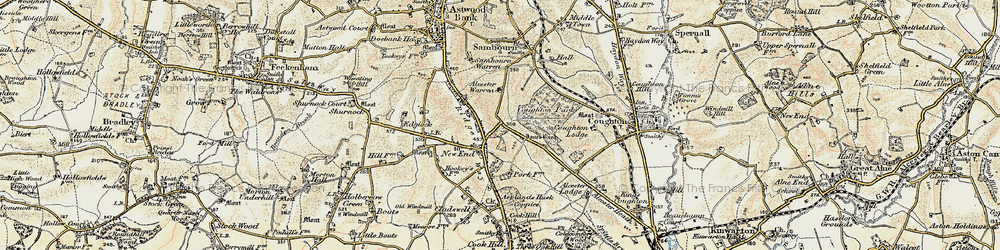 Old map of Asplands Husk Coppice in 1899-1902
