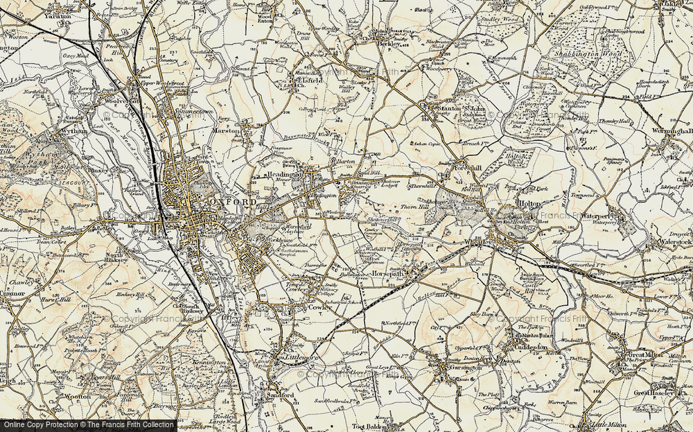 Old Map of Historic Map covering Shotover Hill in 1898-1899