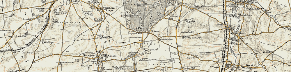 Old map of Blunt's Corner in 1901-1902