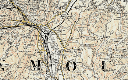 Old map of New Inn in 1899-1900