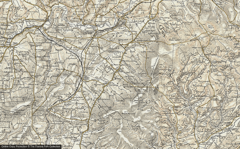 Old Map of Historic Map covering Afon Gilwydeth in 1901