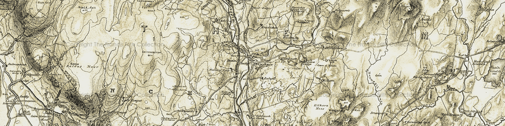 Old map of Auchmantle Burn in 1905