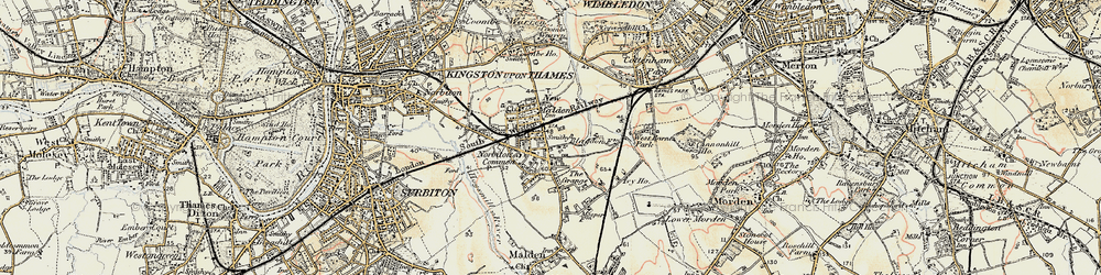 Old map of New Malden in 1897-1909