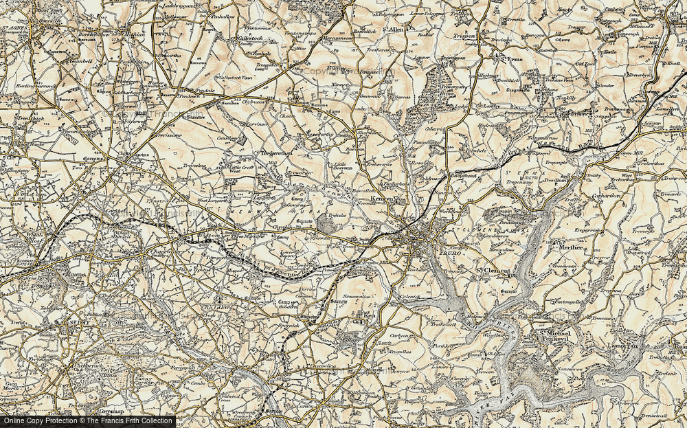 Old Map of Historic Map covering Boscolla in 1900
