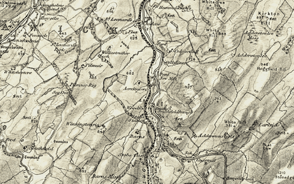 Old map of Acreknowe Reservoir in 1901-1904