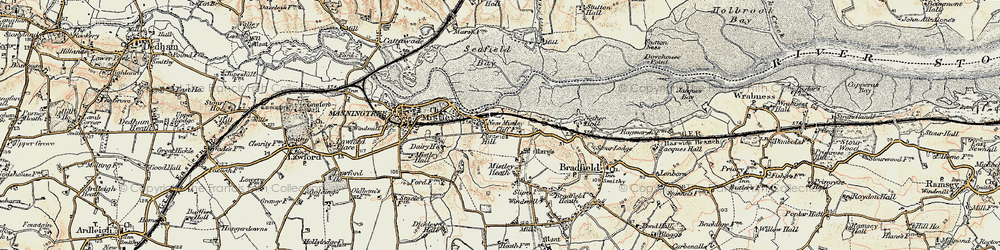 Old map of Brantham Hall in 1898-1899