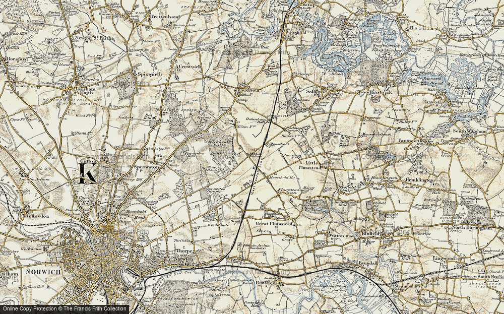 Old Map of New Rackheath, 1901-1902 in 1901-1902
