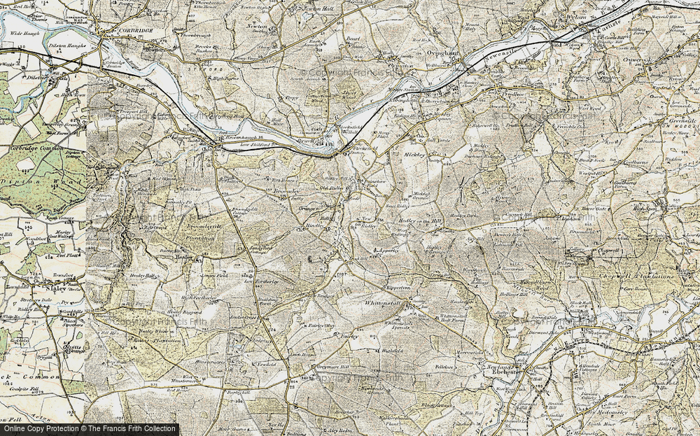 Old Map of Historic Map covering Ridley Mill in 1901-1904