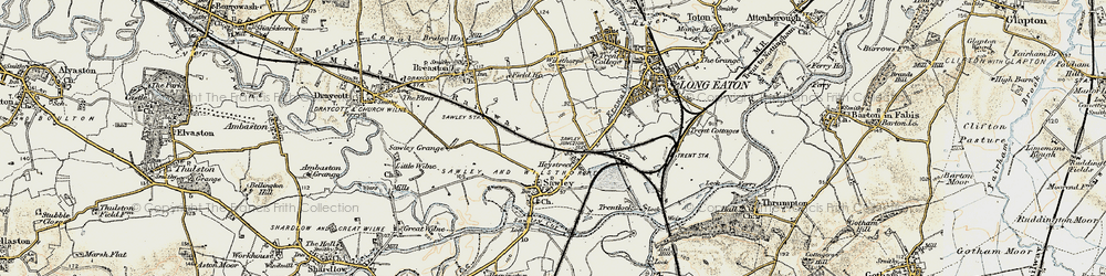 Old map of New Sawley in 1902-1903