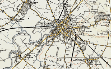 Old map of Newark-on-Trent in 1902-1903
