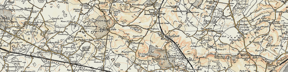 Old map of Tolsford Hill in 1898-1899