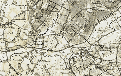 Old map of Newbigging in 1904-1905