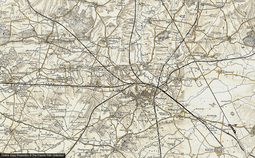 Old Map of Newbold on Avon, 1901-1902 in 1901-1902