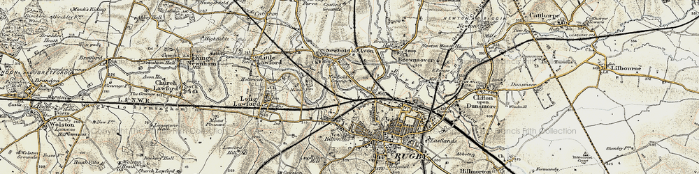 Old map of Newbold on Avon in 1901-1902