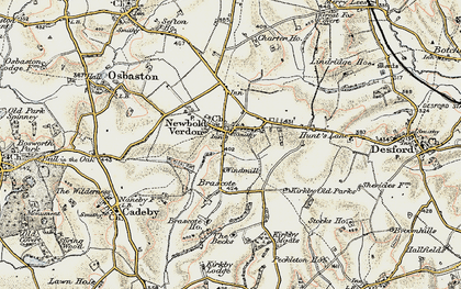 Old map of Newbold Verdon in 1901-1903