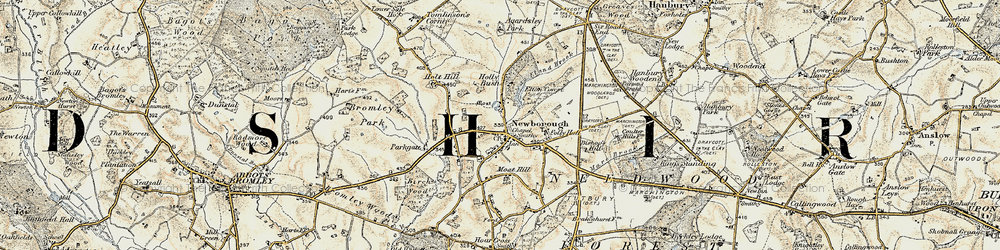 Old map of Newborough in 1902