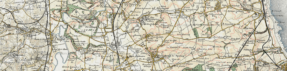 Old map of Newbottle in 1901-1904