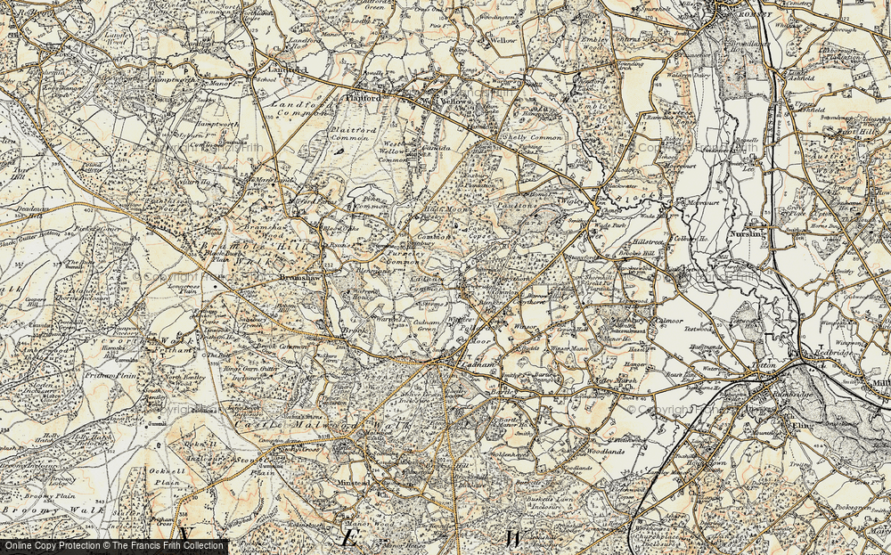 Old Map of Historic Map covering Cadnam River in 1897-1909
