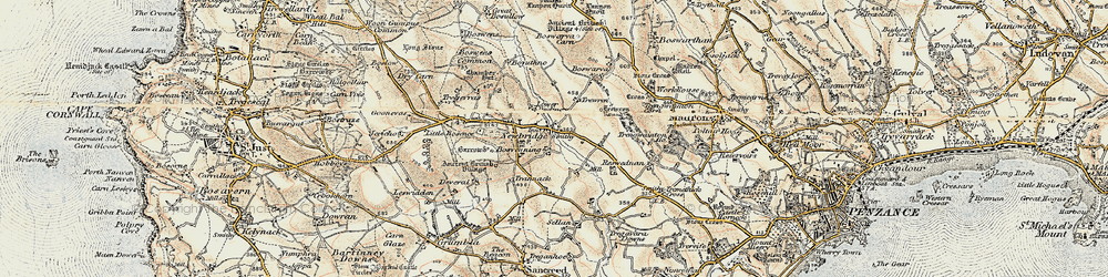 Old map of Bosvenning in 1900