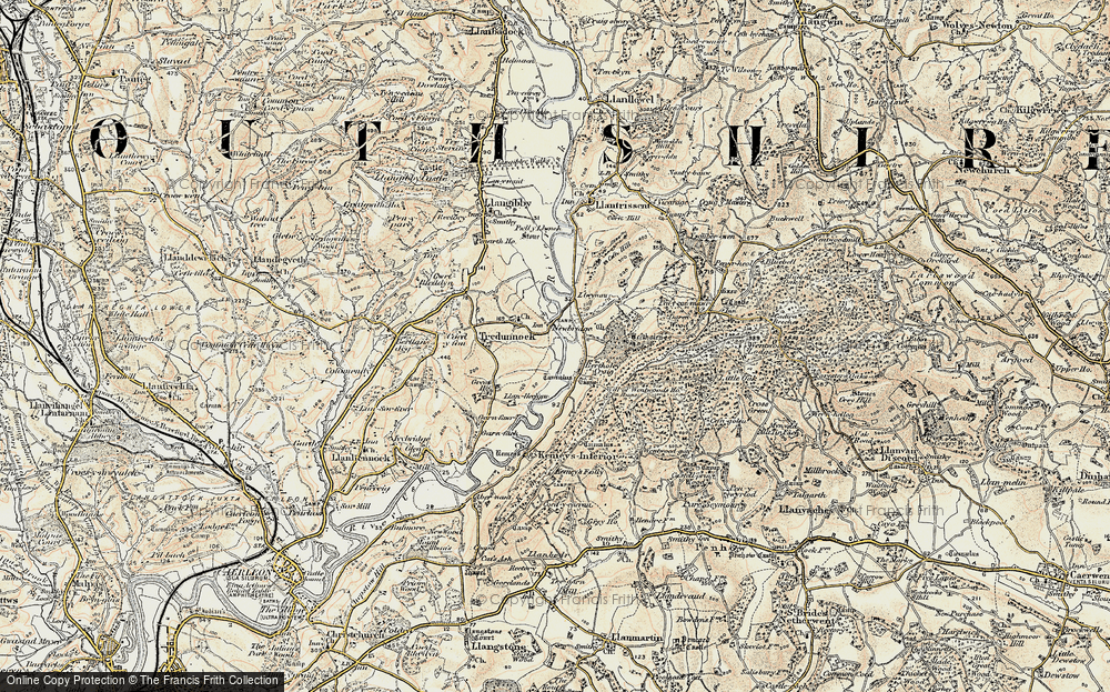 Old Map of Historic Map covering Bertholey Ho in 1899-1900