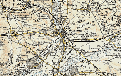 Old map of Ogmore River in 1900