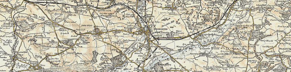 Old map of Ogmore River in 1900