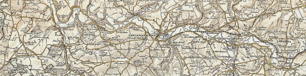 Old map of Newcastle Emlyn in 1901
