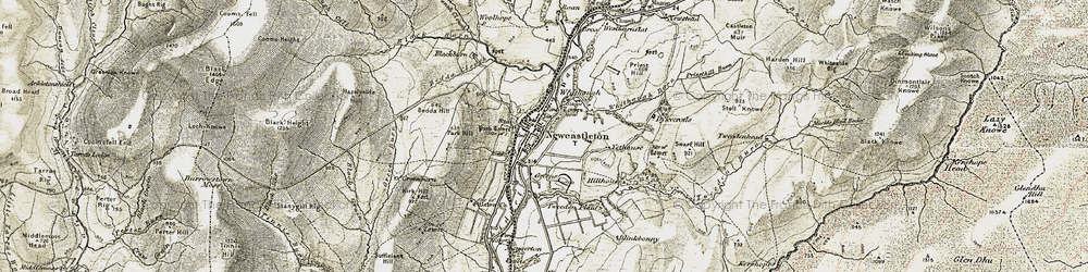 Old map of Newcastleton in 1901-1904