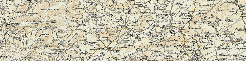 Old map of Newchurch in 1900-1902
