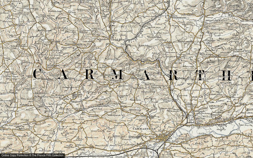 Old Map of Historic Map covering Rhydymarchog in 1901