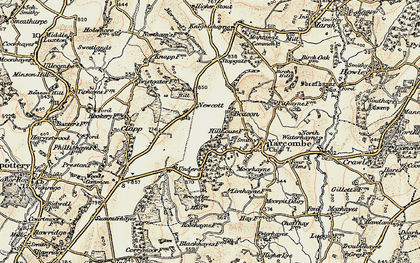 Old map of Newcott in 1898-1900