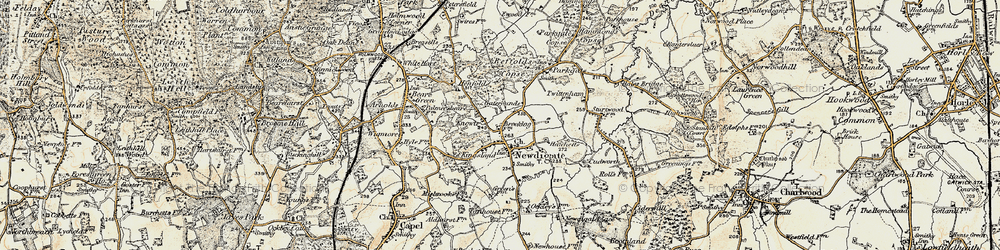 Old map of Newdigate in 1898-1909