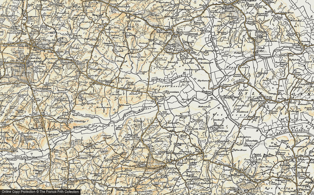 Old Map of Historic Map covering Kent and Sussex Steam Railway in 1898
