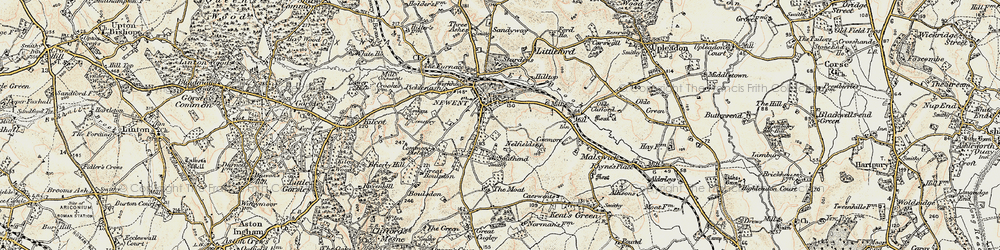 Old map of Newent in 1898-1900