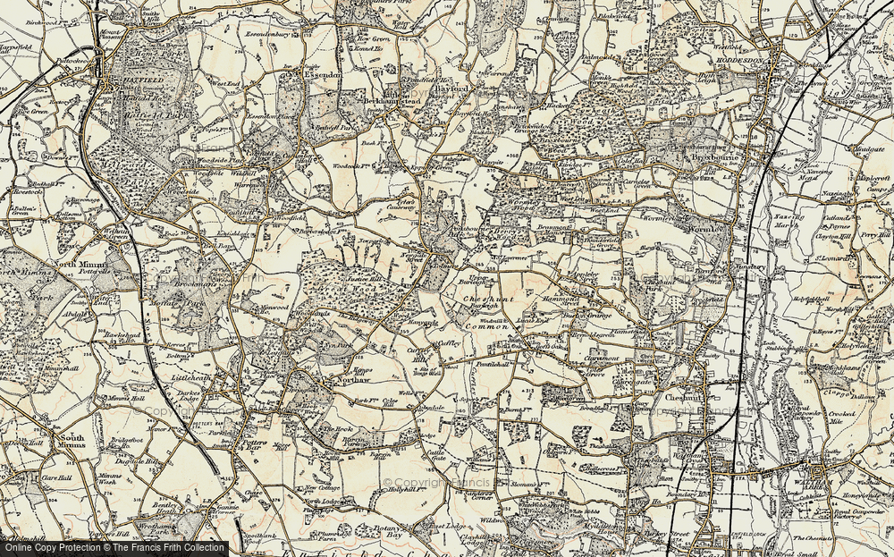 Old Map of Historic Map covering Wormley Wood in 1897-1898