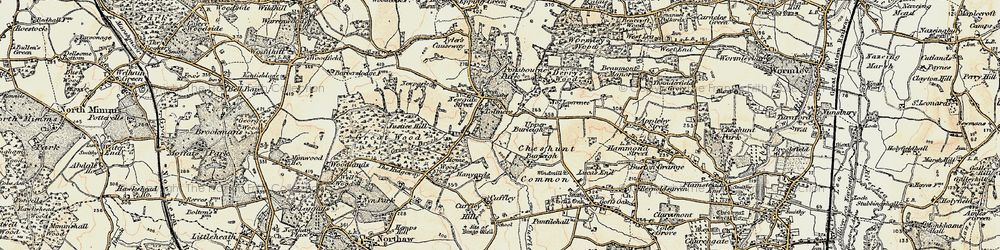 Old map of Wormley Wood in 1897-1898