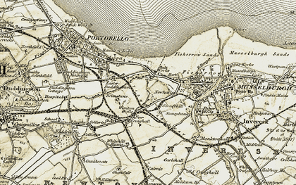 Old map of Newhailes in 1903-1904