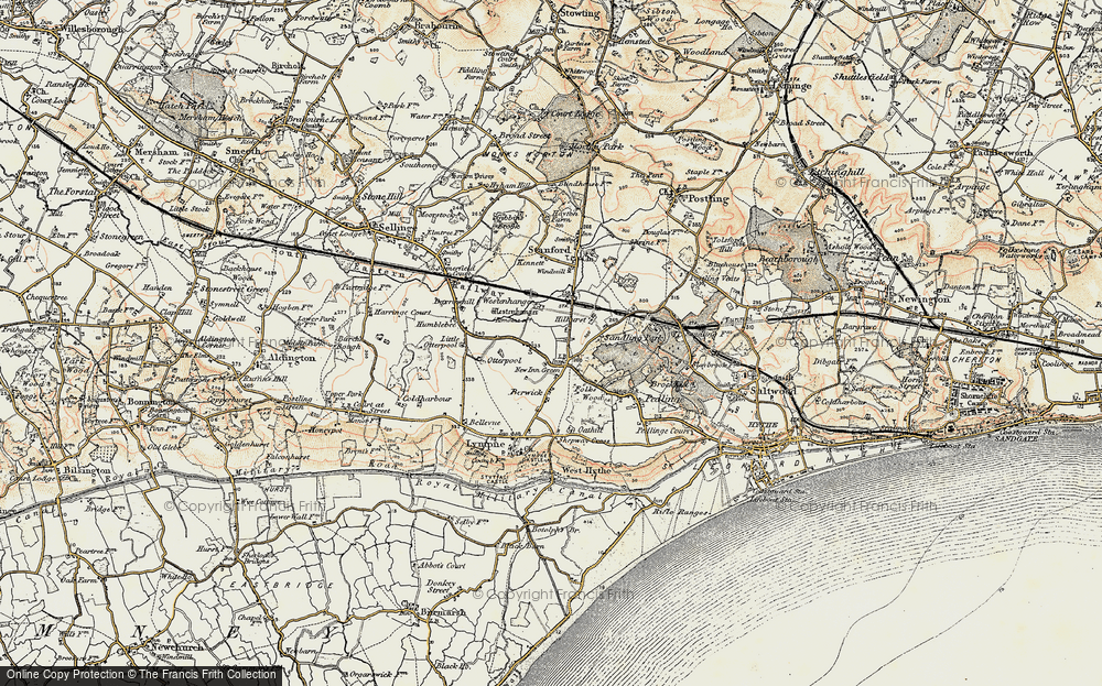 Old Map of Newingreen, 1898-1899 in 1898-1899