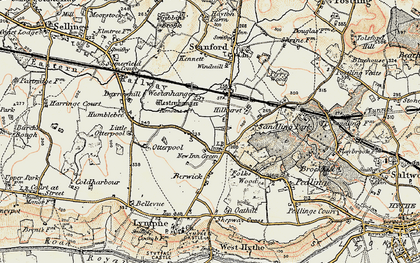 Old map of Newingreen in 1898-1899