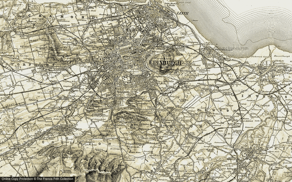 Old Map of Historic Map covering Blackford Hill in 1903-1904