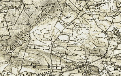Old map of Bractullo Muir in 1907-1908