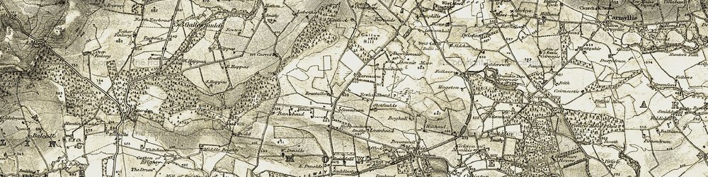 Old map of Bractullo in 1907-1908