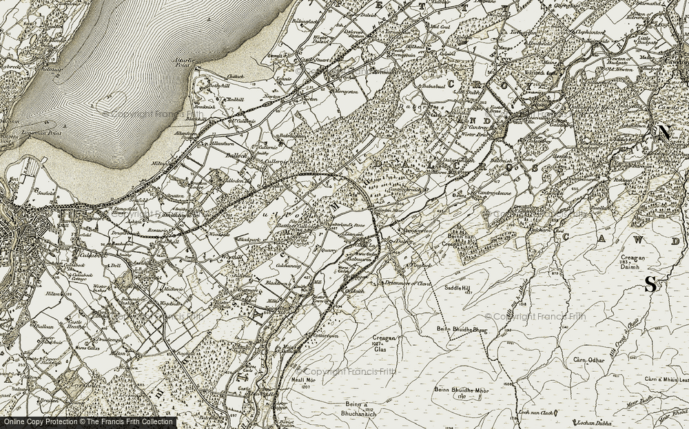 Old Map of Historic Map covering Cumberland's Stone in 1908-1912
