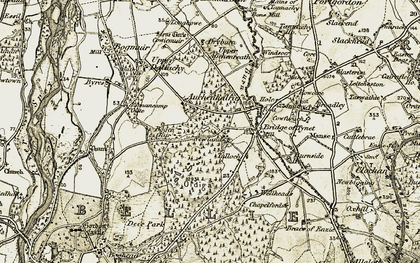 Old map of Newlands of Tynet in 1910