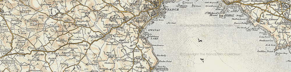 Old map of Newlyn in 1900