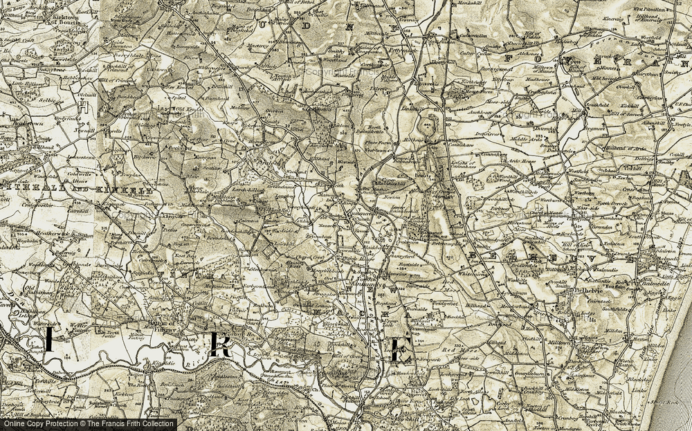 Old Map of Newmachar, 1909-1910 in 1909-1910